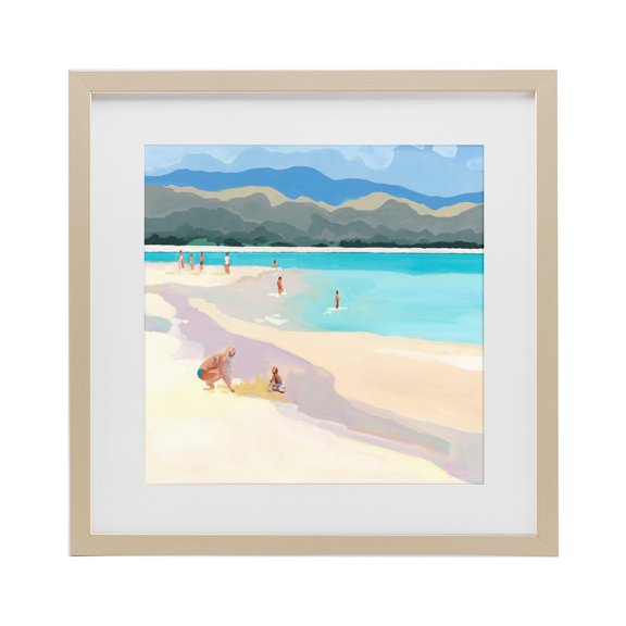 Stupell Industries Tropical Mother & Child Beach Scene Birch Framed Print Under Glass, 16 x 16, by Meredith Howse