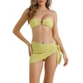 thumbnail image 1 of Conjuntos de bikini de 3 piezas Inspire Chic para mujer, con anillo O, parte superior bandeau, parte inferior triangular y cubre bañador, trajes de baño, talla X-Large, color amarillo, 1 of 5