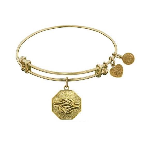 Yellow Stipple Finish Brass Sailor's Knot Angelica Bangle Bracelet, 7.25"