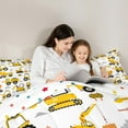 thumbnail image 5 of Manfei Tractor Excavator 3 Pieces Queen Comforter Set,Transportation Theme Bedding Sets,Yellow White Bedding Comforter Set,Lightweight Cartoon Bedroom Decoration,Reversible, 5 of 8