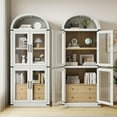 thumbnail image 5 of Danolapsi 71.4in Tall Arched Pantry Cabinet,Wood Bookcase with 2 Drawers,Kitchen Pantry Cabinet with Glass Door,Modern Farmhouse Display Cabinet Kitchen Cupboard for Kitchen,Dining Room,Bathroom, 5 of 8