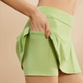 thumbnail image 7 of Womens Tennis Skirt With Pockets Flowy Shorts High Waisted Athletic Skorts Skirts For Golf Running Workout Green S, 7 of 7