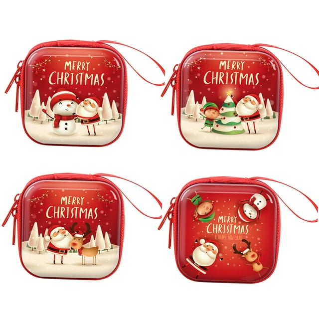4 monederos navideños decorativos para mesa y niños. Cuadrado
