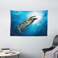 thumbnail image 1 of Turtle Tapestry, Hawksbill Sea Turtle Dive Deep Into the Blue Ocean Against Sun Rays, Wall Hanging for Bedroom Living Room Dorm Decor, 60W X 40L Inches, Yellow Brown Aqua Blue, by Ambesonne, 1 of 2
