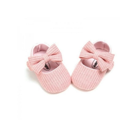 Image of Dragonus Newborn Baby Girls Bowknot Crib Pram Shoes Soft Sole Prewalker Anti-slip Princess