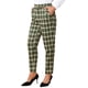thumbnail image 4 of Pantalones de tartán de mujer Inspire Chic, elásticos, de cintura alta, rectos y largos, color verde militar, 4 of 6
