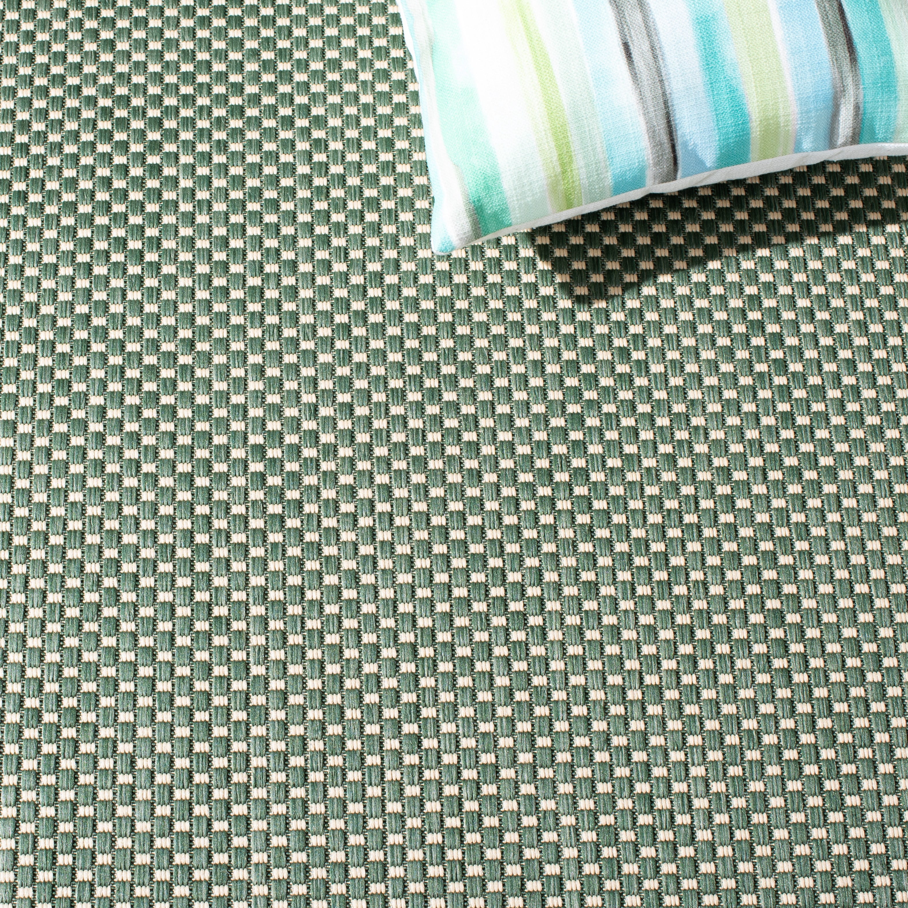 SAFAVIEH Courtyard Leighton Checkered Indoor/Outdoor Area Rug, Dark Green/Beige, 9' x 12'