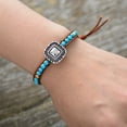 thumbnail image 2 of Boho Silvertone Faceted Turquoise Gemstone Beaded Bracelet, 2 of 2