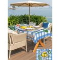 thumbnail image 5 of Outdoor Tablecloth with Umbrella Hole for Patio/Picnic/Party/Camping, Lemon Floral Summer Waterproof Table Cloth Rectangle Table Cover Washable, Blue Plaid Leaves Flower (52"x 70"), 5 of 8