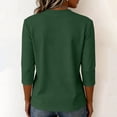 thumbnail image 4 of Women's T-Shirt Notch Neck 3/4 Sleeve Solid Color Casual Pullover Basic Comfortable Relaxed Fit Fall Top, 4 of 6