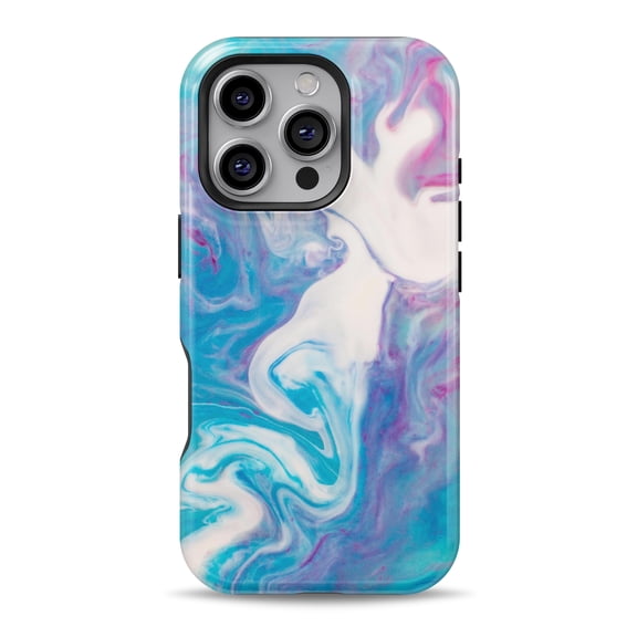 DesignSkinz Scratch-Resistant Hard Slim Case Compatible with iPhone 16 (Compatible with MagSafe) - Marbleized Blue Paradise V45