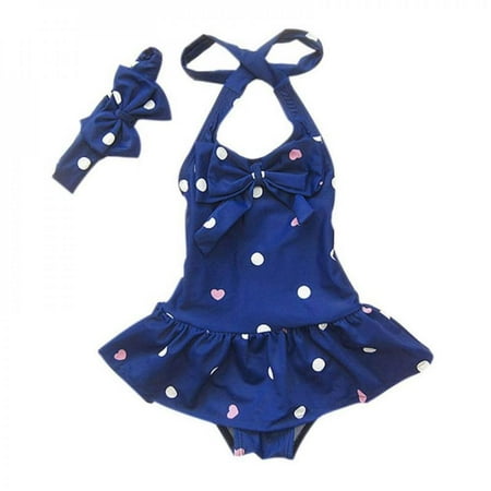 

Baby Girls Clothes Bathing Children s Swimsuit With Headband Dots Printed Baby Girl Swimwear Beach Clothes One-piece Swimsuits RZ