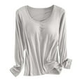 thumbnail image 1 of Built In Bra T Shirt For Womens Padded Long Sleeve Tops Active Blouses Soft Pajama Casual Shirts For Workout, 1 of 5