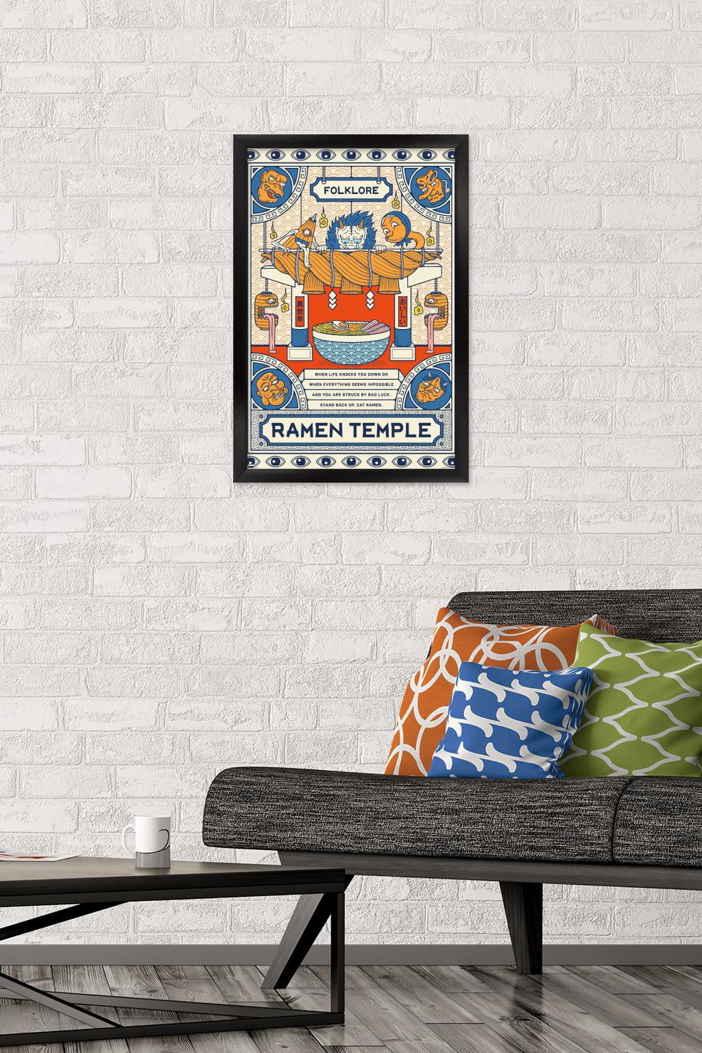 Ramen Temple Wall Poster, 14.725" x 22.375" Framed