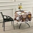 thumbnail image 7 of 60 Inch Round Tablecloth - Autumn Flowers Waterproof Washable Fabric Table Cloth Lace Table Cover Tabletops for Dining, Kitchen, Wedding and Parties House Decor, 7 of 7
