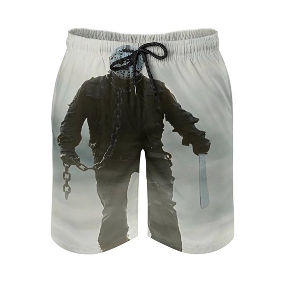 Jason Voorhees Men's Shorts Quick Dry 3D Printed Beach Men's Swim Trunks with Pockets Mesh Lining Bathing Beachwear XS