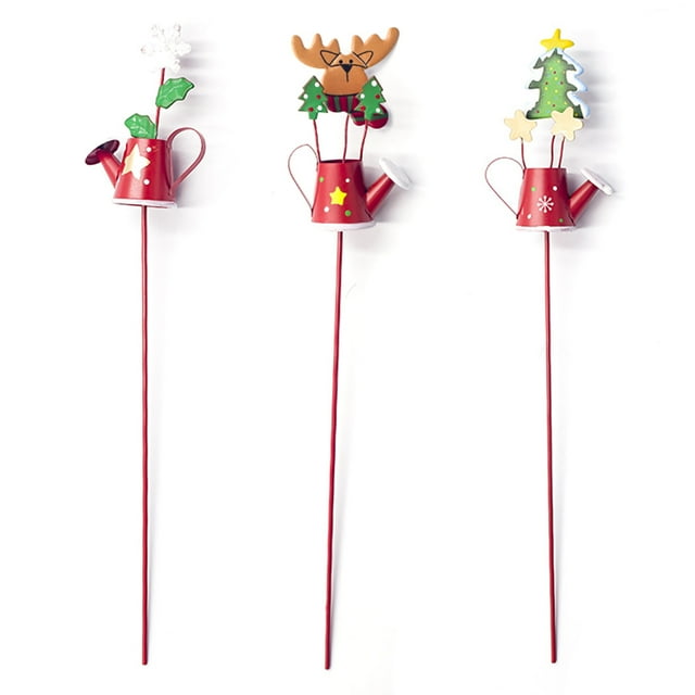 Bangcool 3PCS Christmas Table Topper Stick DIY Mini Watering Can Bucket Centerpiece Stick