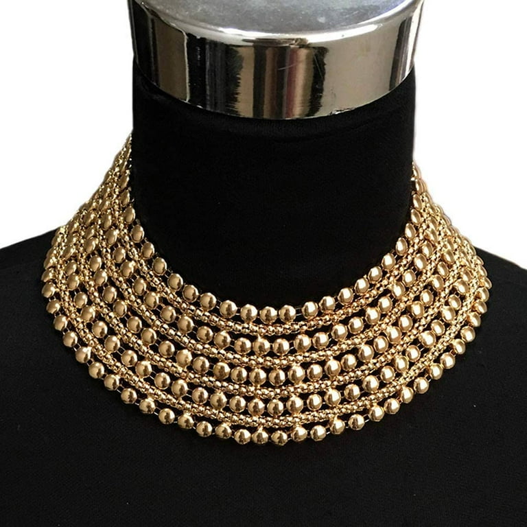 Chunky Cuban Link Choker Necklace - Gold Plated, Punk Boho Statement Collar For Women, Gift
