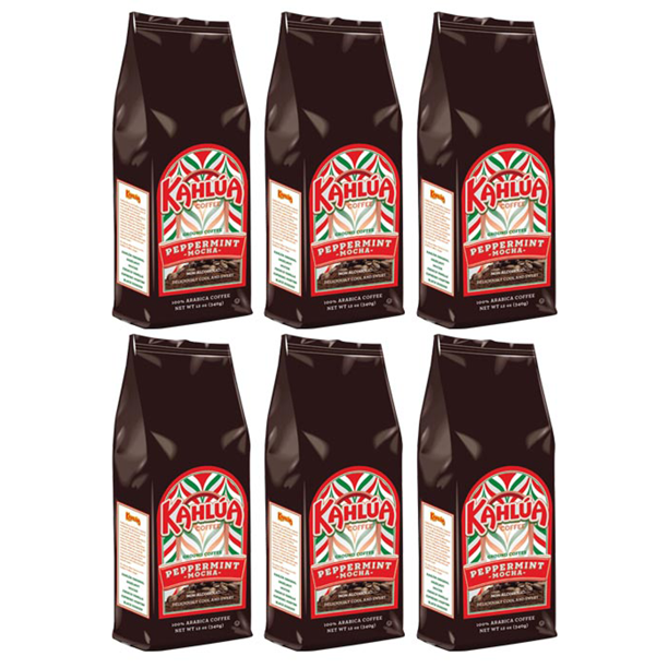 (6 Pack) Kahlúa Peppermint Mocha Ground Coffee, Medium Roast, 12 Oz