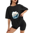 thumbnail image 2 of Women T Shirt Graphic Tee Summer Tops Half Sleeve Loose Drop Shoulder Vintage Shirts Streetwear Sweat Casual Tees XS, 2 of 5