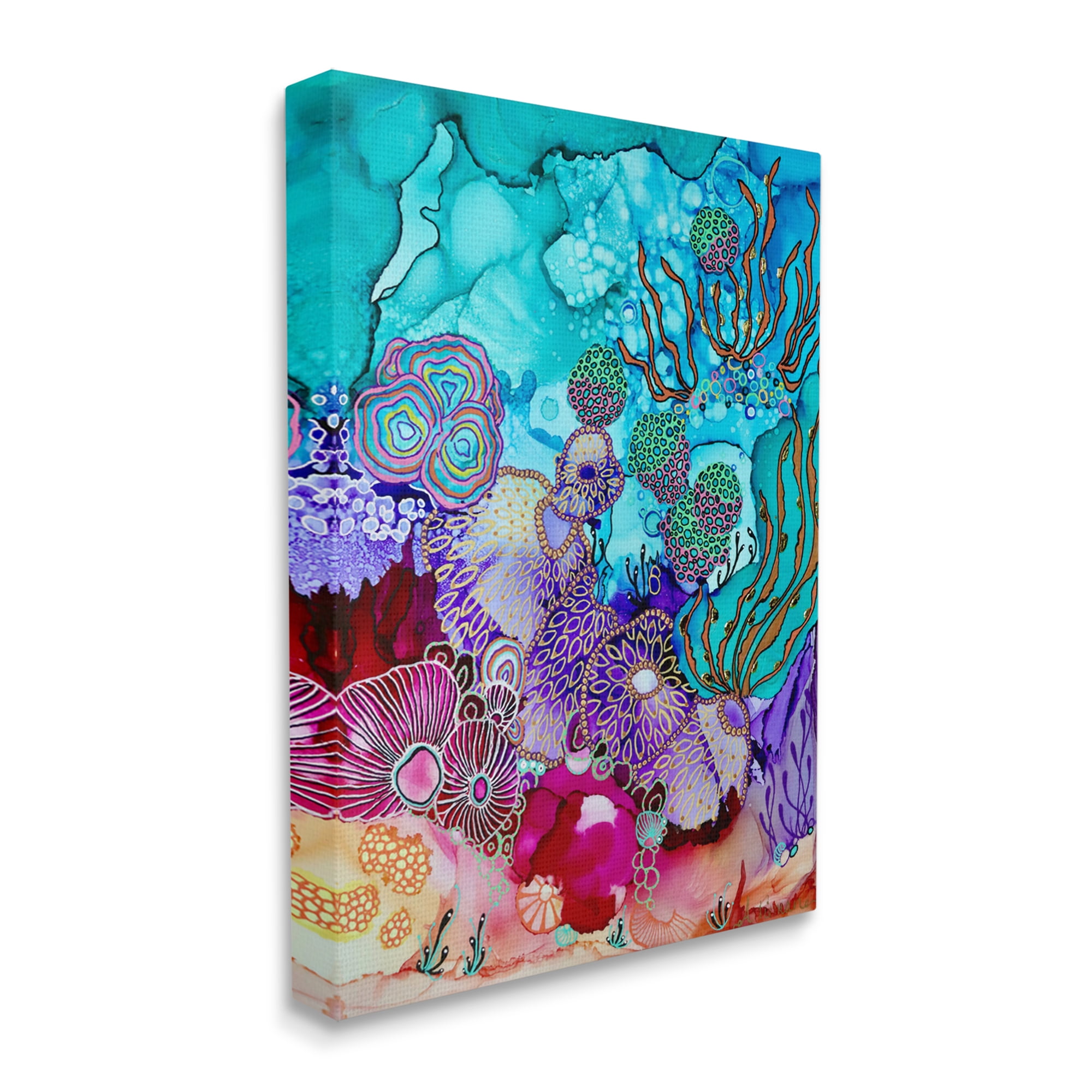 Stupell Industries Modern Coral Reef Abstract Painting Gallery Wrapped Canvas Art Print Wall Art, 36 x 48