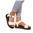 thumbnail image 3 of IUJSOY Flat Sandals for Women Open Toe Comfortable Footbed Platform Slingback Summer Walking Shoes, 3 of 9