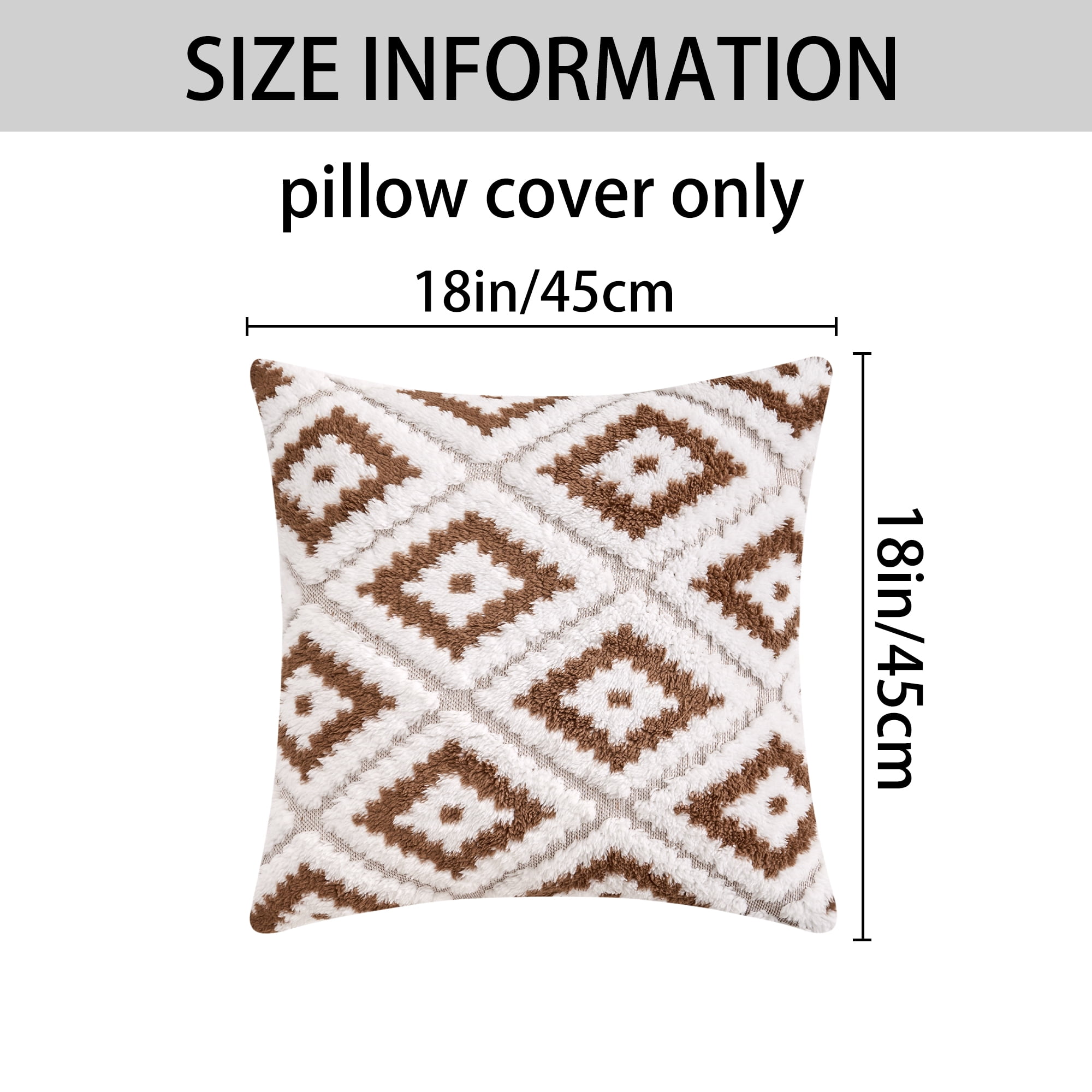 Unique Bargains 4 Pcs Soft Plush Throw Pillow Covers Brown/Navy Blue 18" x 18"
