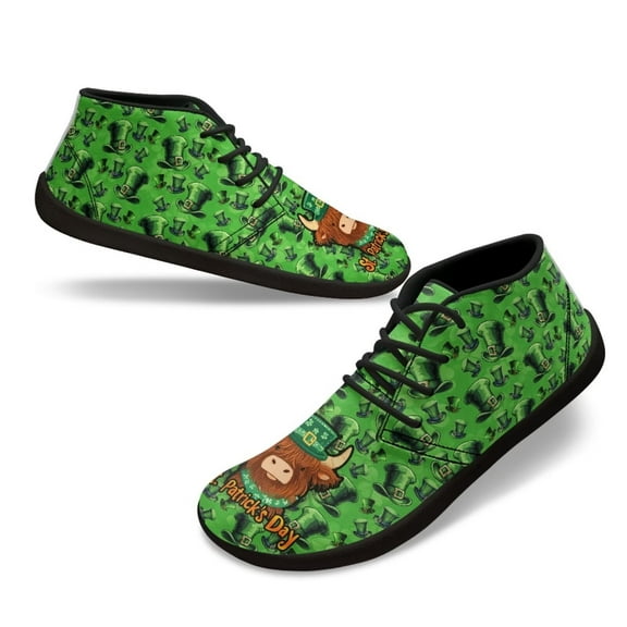 Wismoutput Barefoot Sneakers for Men Boys Green Hats Casual Shoes Walking Shoes for St. Patrick's Day Size 5.5-14