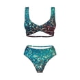 thumbnail image 5 of Honeii Colorful Rainbow Glitter Print Women’s Bikini Set,Two Piece Swimsuit Bathing Suits,Stylish High Elasticity Swimwear for Beach and Pool, 5 of 7