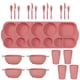 thumbnail image 1 of Nvzi 24Pcs Wheat Straw Dinnerware Cutlery Sets, Divided Plates Unbreakable Bowl Microwave Dishwasher Safe Tableware Cutlery -Pink, 1 of 4