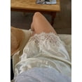thumbnail image 4 of Champagne Satin Mini Skirt For Women With Elegant Lace Trim Hem Flowy Low Rise Skirt, 4 of 8