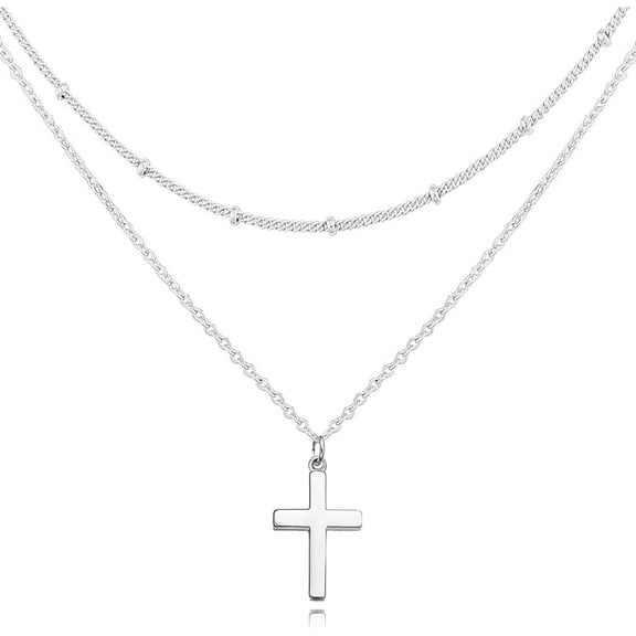 SRWEHG-Cross Necklace for Women - Dainty 925 Sterling Silver/Gold Plated Layered Cross Pendant Simple Small Necklaces for Women Trendy Jewelry Gifts
