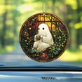 thumbnail image 4 of Window Hanging Acrylic Cute Ghost in Hat Suncatcher, Car Decoration with Floral Design, Fun and Whimsical Gift for Halloween or Ghost Lovers, 4 of 4