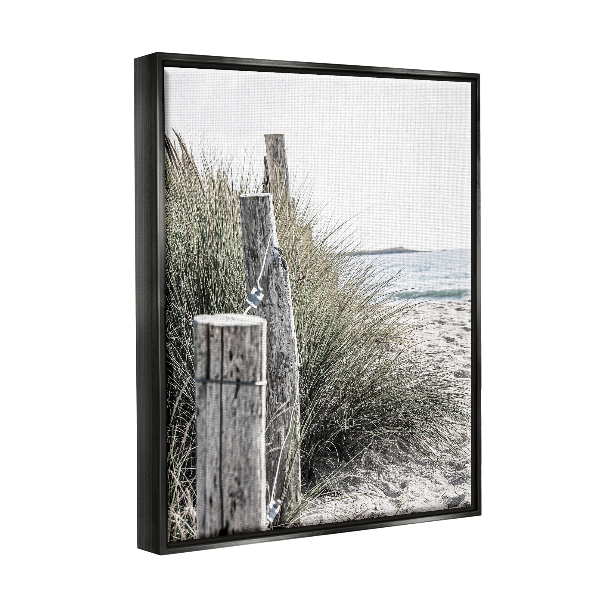 Stupell Industries Coastal Beach Landscape Nature Photography Black Floater Framed Art Print Wall Art, 17 x 21