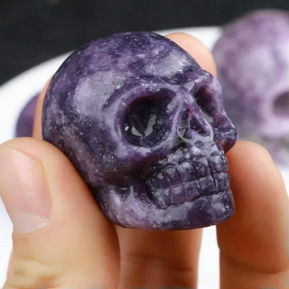 K-KED Natural Healing Gemstone Quartz Crystal Skull Carved Skeleton Head Decor Reiki-1pc-Amethyst Quartz