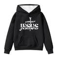 thumbnail image 2 of FASHOFT Christian Hoodies for Girls Bible Verse Religious Christian Sweatshirt Hooded Pullover with Pocket Long Sleeve Fall Tops Black 4-5 Years, 2 of 4