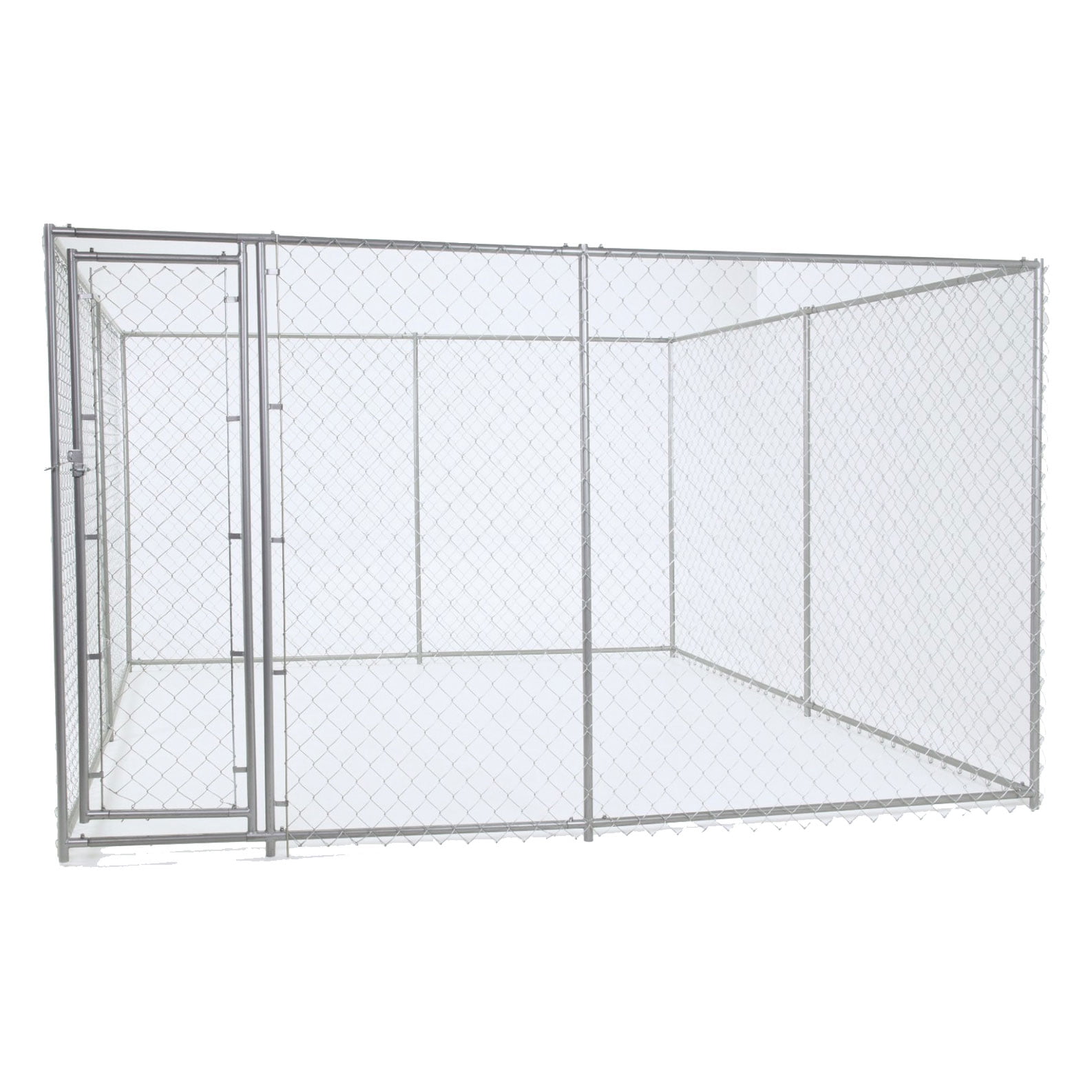 Lucky Dog Outdoor Chain Link Dog Kennel with Cover, Silver, 10'L x 10'W x 6H, 2 Pack