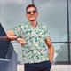 thumbnail image 4 of Balery Floral In Teal Camisa Polo de Hombre con Estampado, de Manga Corta y Tejido Medio, Camisa Tipo Golf Polo-4X-Large, 4 of 6