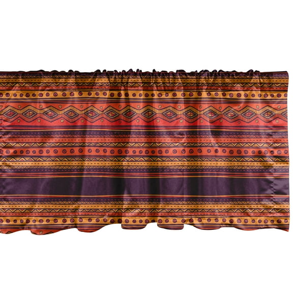 Ambesonne Orange Window Valance, Abstract Ethno Doodle, 54" X 18", Orange Red Plum