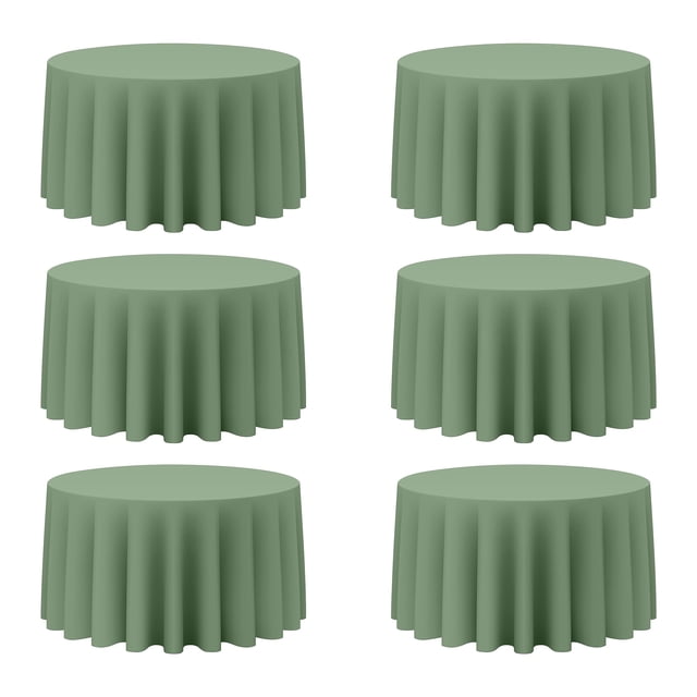 Mantel BRILLMAX de poliéster verde salvia, 300 cm, redondo (paquete de 6)