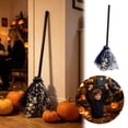 thumbnail image 2 of Halloween Witch Broom Costume Prop Lightweight Handle Tulle Skirt Decor for Cosplay Party Dress Up, 2 of 5