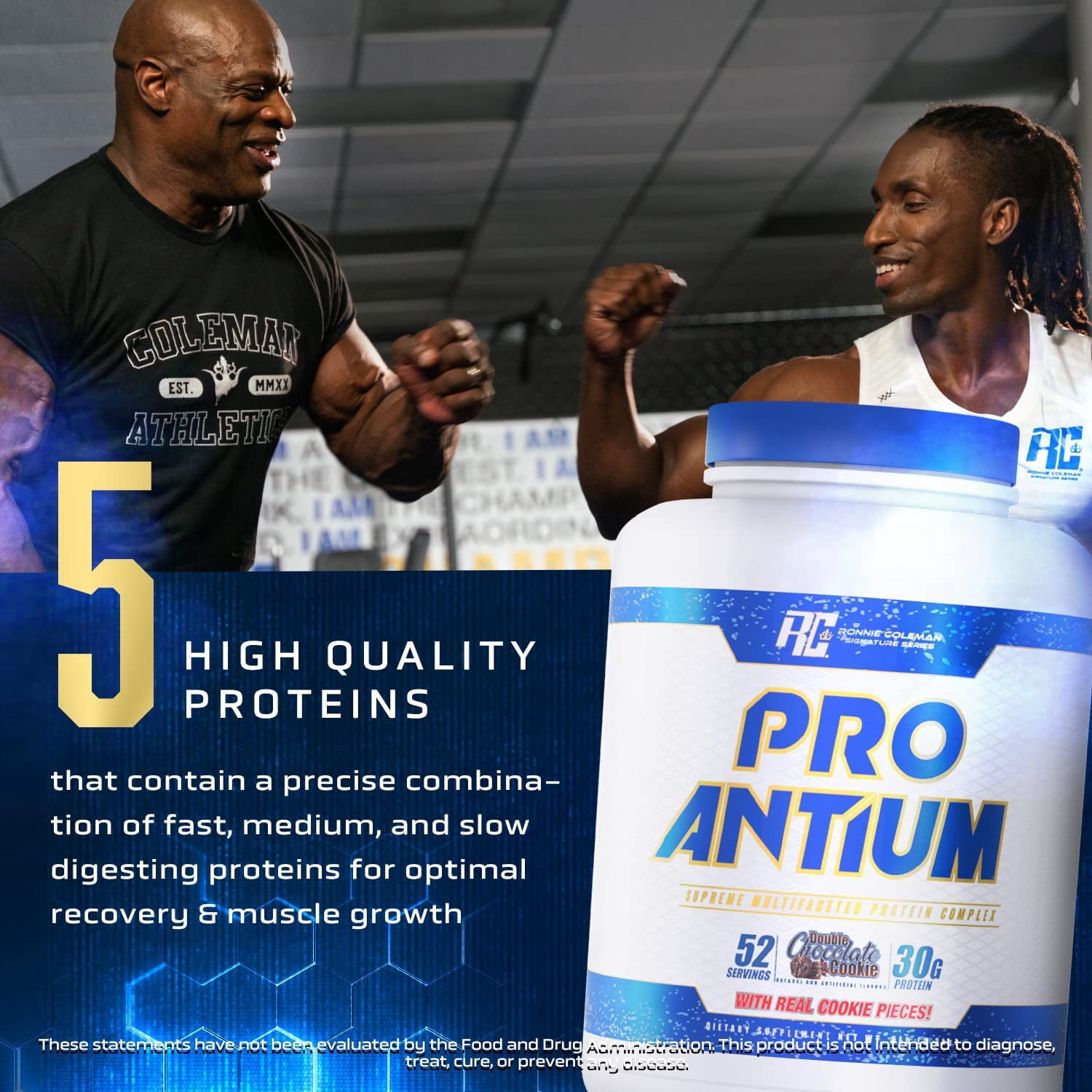 Ronnie Coleman Signature Series Pro-Antium Unflavored High Protein Powder, 5 Lb