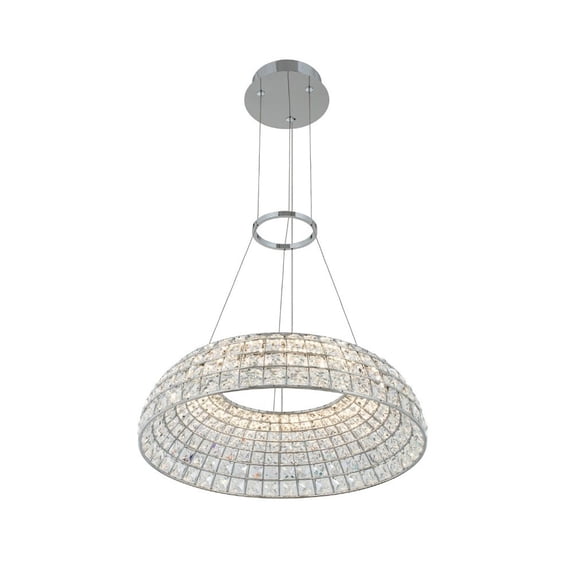 037555-Allegri Lighting-Nuvole - 20 Inch 30W LED Pendant   Chrome Finish with Firenze Crystal