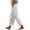 White, variant on Yuanlook Women's Linen Cotton Pants Elastic Waist Cropped Cutout Detail Daily Casual Flowy Trousers Size S-XXXL