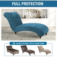 thumbnail image 5 of Funda para chaise longue Funda de terciopelo para chaise longue Funda para sofá de alta elasticidad Funda para chaise longue Funda de lujo para sillón para sala de estar Protector de muebles suave para perro, lavable a máquina, negro azul pavo real, 5 of 5