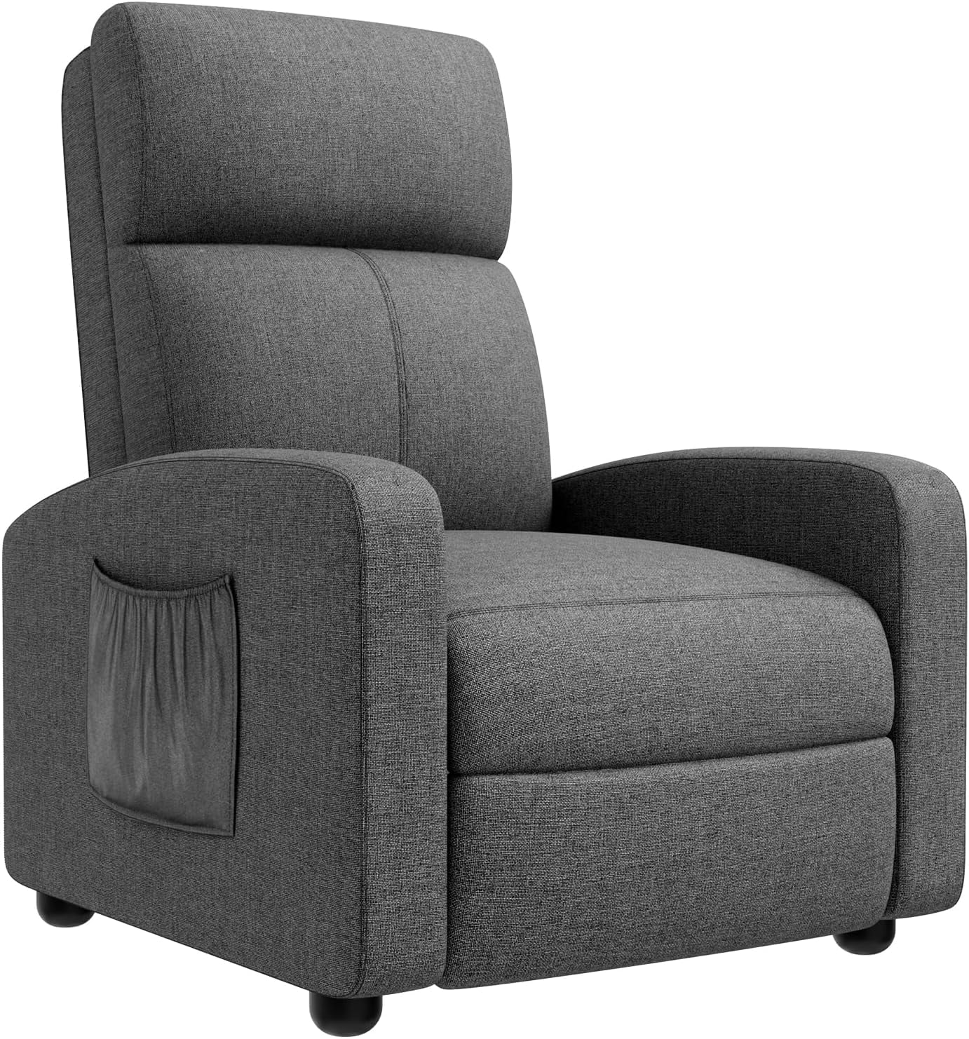 LAZY BUDDY Recliner Chair for Adults, 3 in 1 Adjustable Single Recliner Sofa with Thicker Seat Cushion and Side Pocket, Home Theater Seating with Backrest and Footrest, for Living Room
