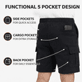 thumbnail image 3 of Yacht & Smith Mens 5 Pocket Fleece Cargo Shorts, Cotton, Drawstring,Wholesale Bulk Athletic Lounge Short Black 12 Pack X-Larage, 3 of 6