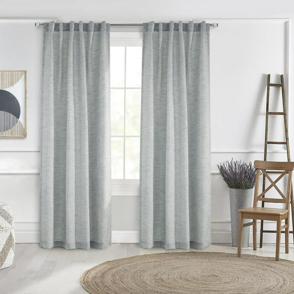 Loft Living Davos Textered Jacquard Dual Header(Back Tab/Rod Pocket) Single Curtain Panel Light-filtering 52" x 95" in Silver