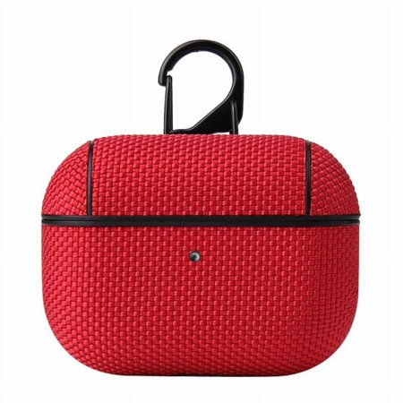 2021 AirPods (3rd generation) Case [Canvas Pattern] - TECH CIRCLE Sturdy Simple Case Portable Lightweight Carrying Cover Scratch Resistant Protective Durable Holder Skin with Keychain (Red)