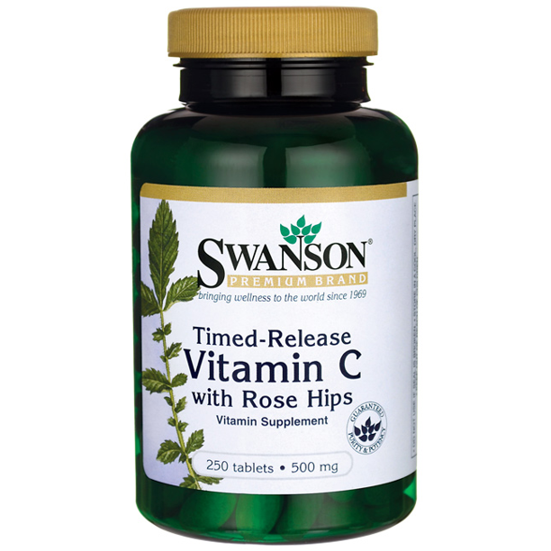 Swanson TimedRelease Vitamin C with Rose Hips Tablets, 500 mg, 250 Ct